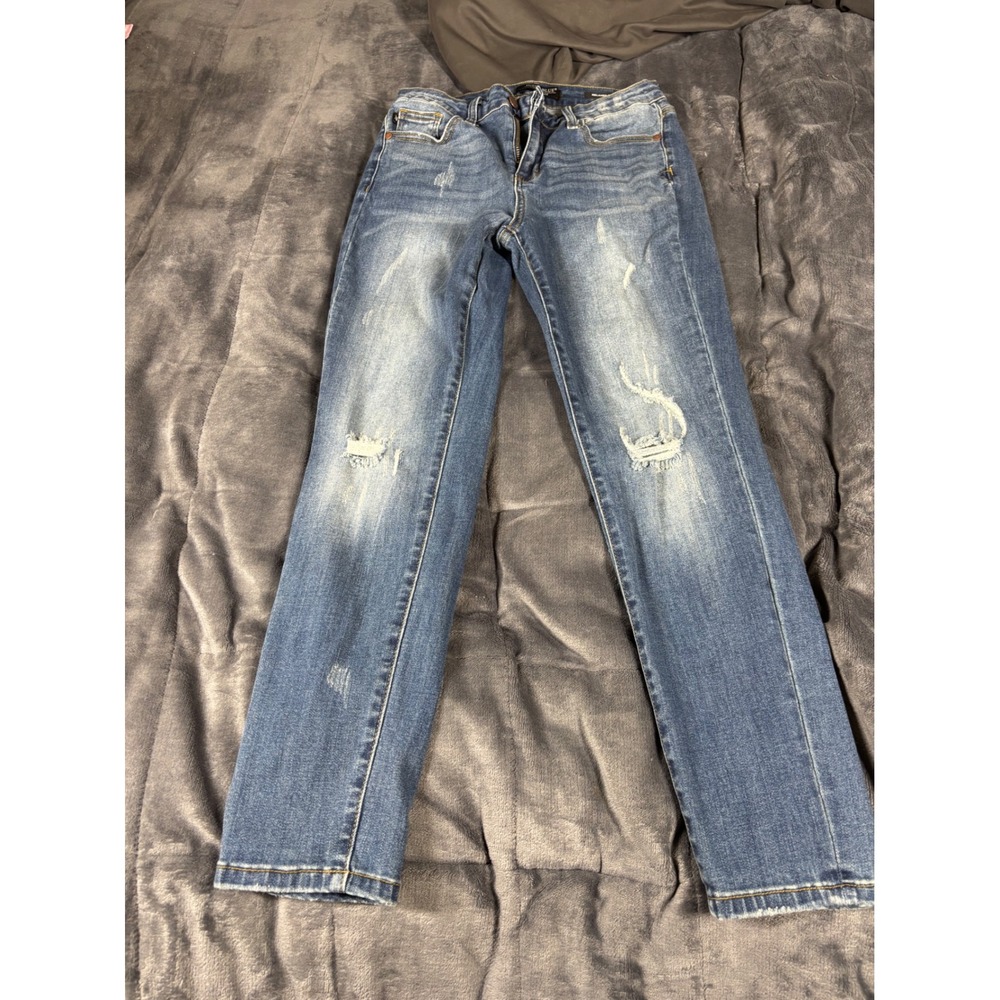 Judy‎ Blue Distressed Relaxed Fit Jeans Women's Size 30 Blue Denim